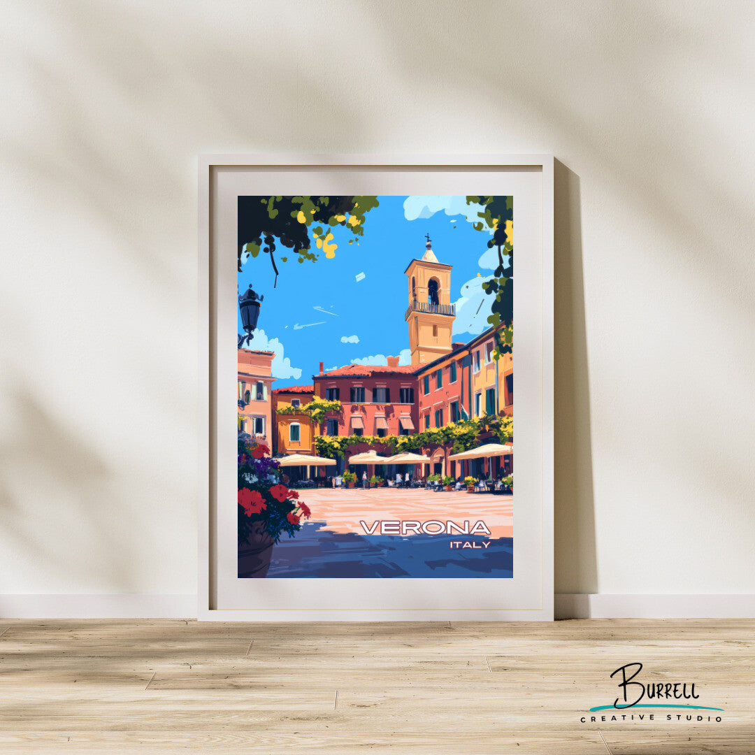 Verona Italy Architecture Travel Poster & Wall Art Poster Print