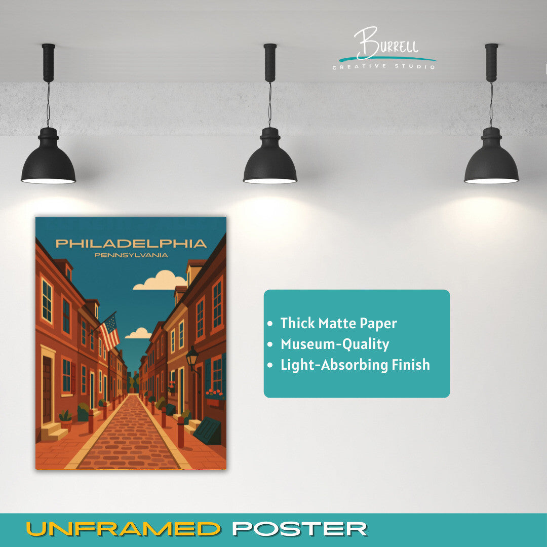 Philadelphia Pennsylvania Elfreths Alley Travel Poster & Wall Art Poster Print