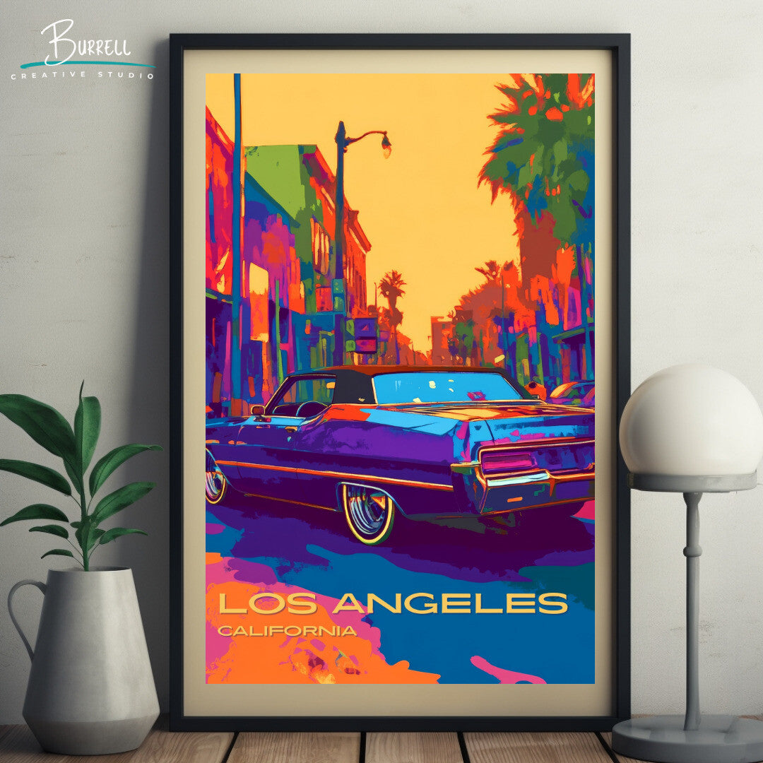 Los Angeles California Car Culture Travel Poster & Wall Art Poster Print