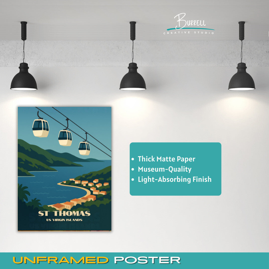 St Thomas US Virgin Islands Paradise Point Travel Poster & Wall Art Poster Print