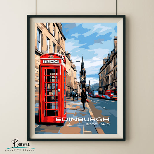 Edinburgh Royal Mile Wall Art Poster Print | Edinburgh Scotland Travel Poster | Home Decor