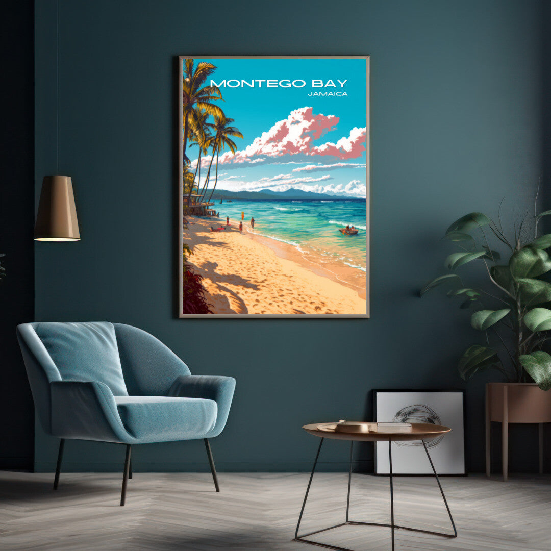 Montego Bay Doctor's Cave Beach Wall Art Poster Print | Montego Bay St James Travel Poster | Home Decor