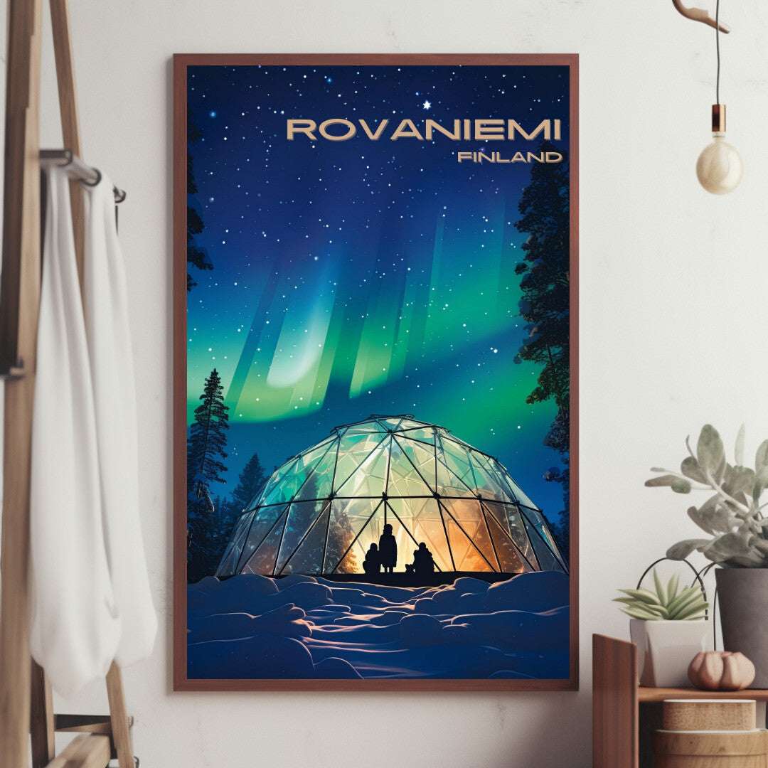 Rovaniemi Northern Lights  | Rovaniemi Lapland Travel Poster | Home Decor