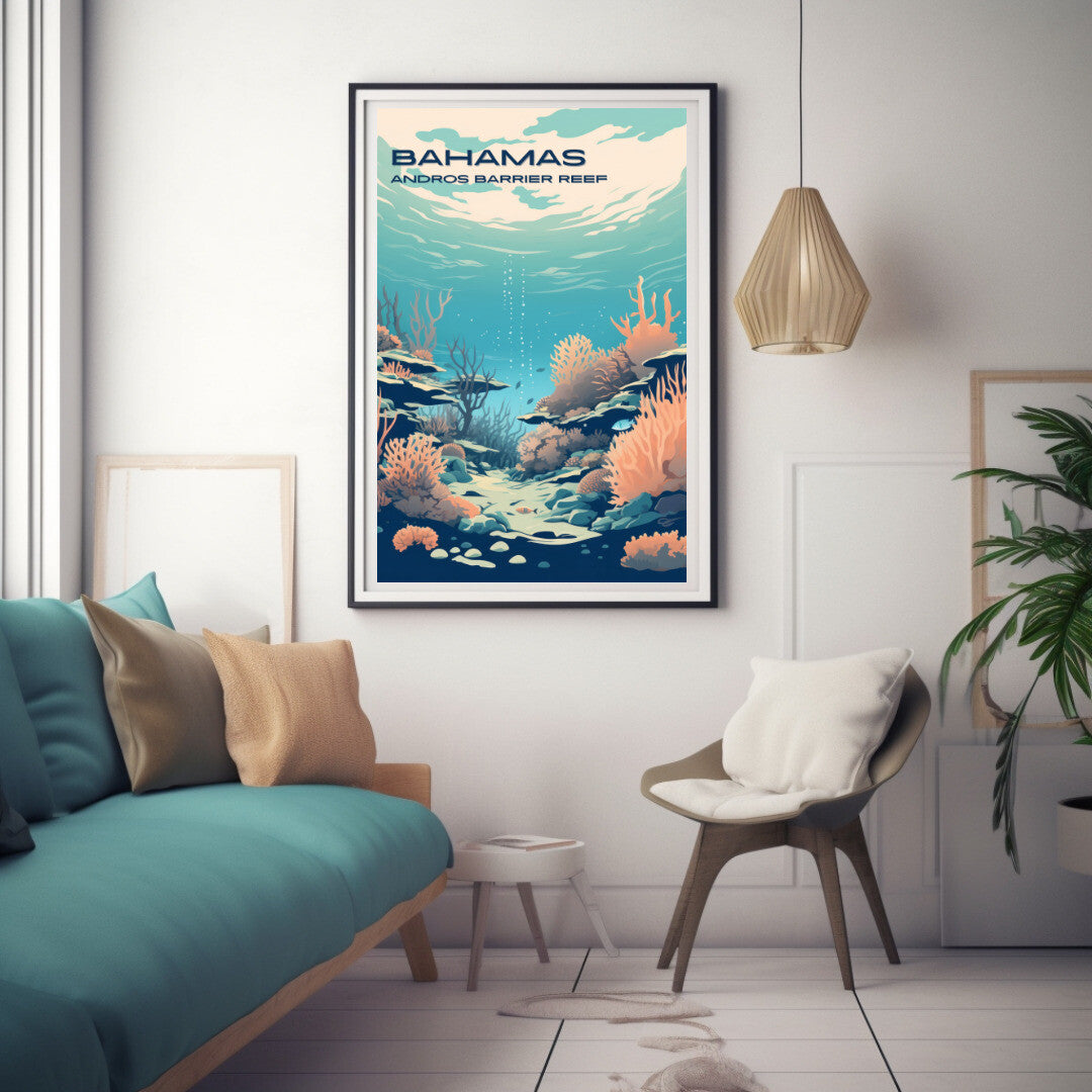Andros Barrier Reef Wall Art Poster Print | Andros Andros Island Travel Poster | Home Decor