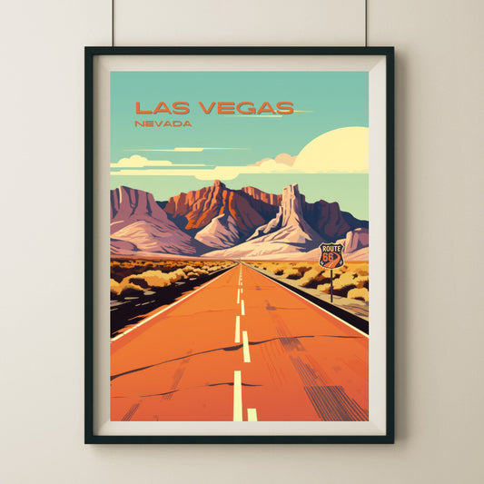 Las Vegas Route 66 Wall Art Poster Print | Las Vegas Nevada Travel Poster | Home Decor
