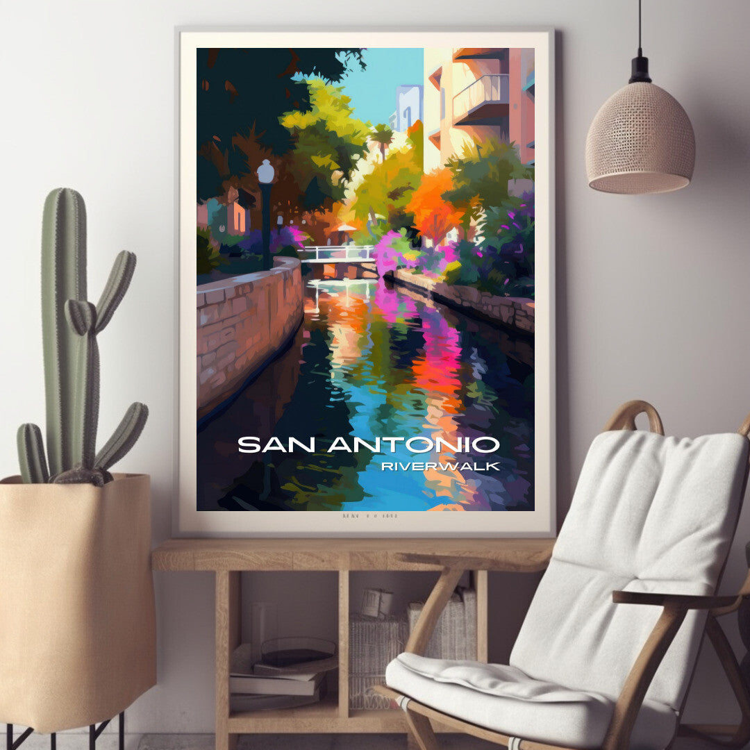 San Antonio Riverwalk Wall Art Poster Print | San Antonio Texas Travel Poster | Home Decor