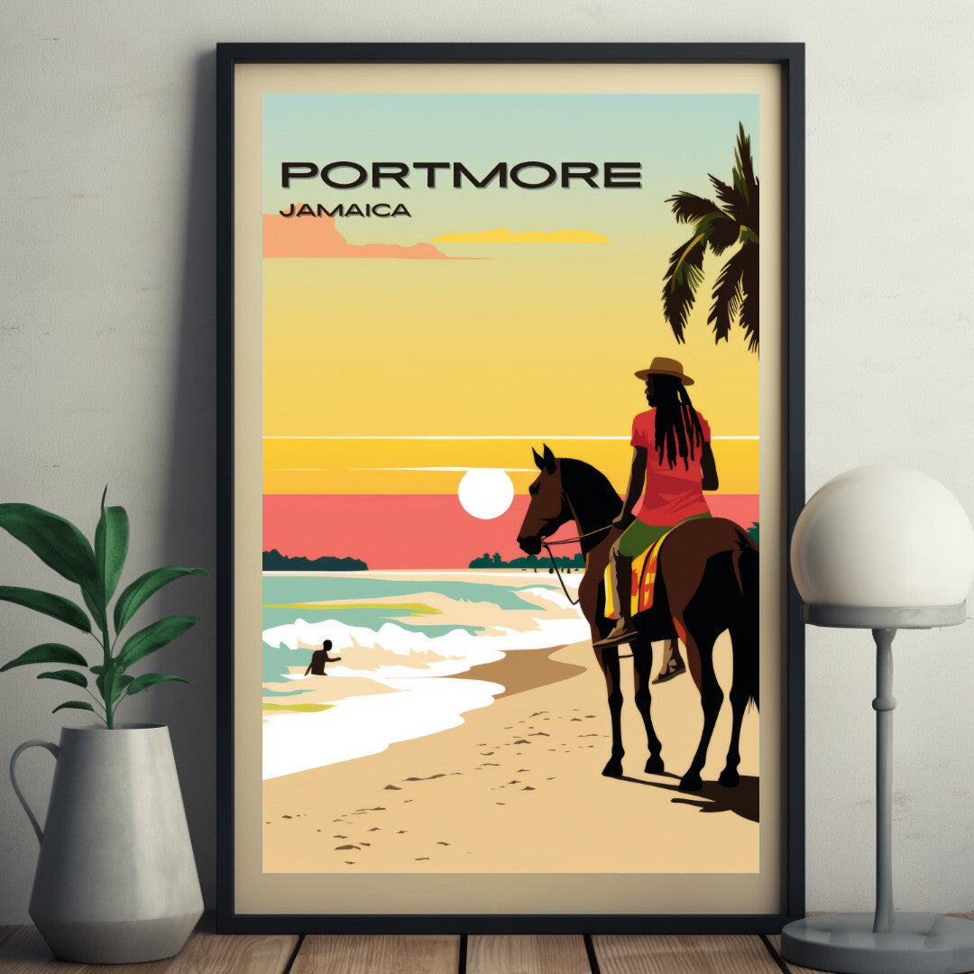 Portmore Hellshire Beach Wall Art Poster Print | Portmore St Catherine Travel Poster | Home Decor