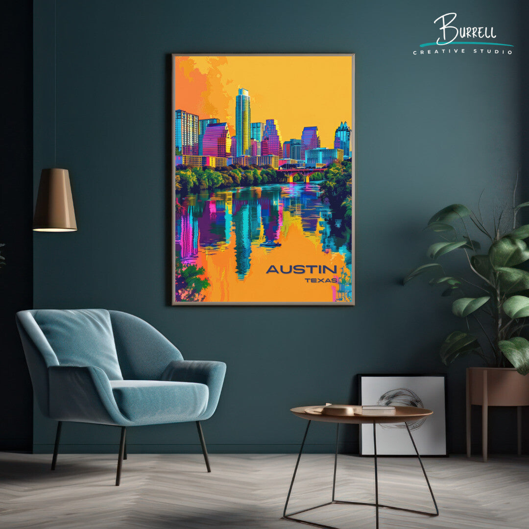 Austin Scenic View Wall Art Poster Print | Austin Texas Travel Poster | Home Decor