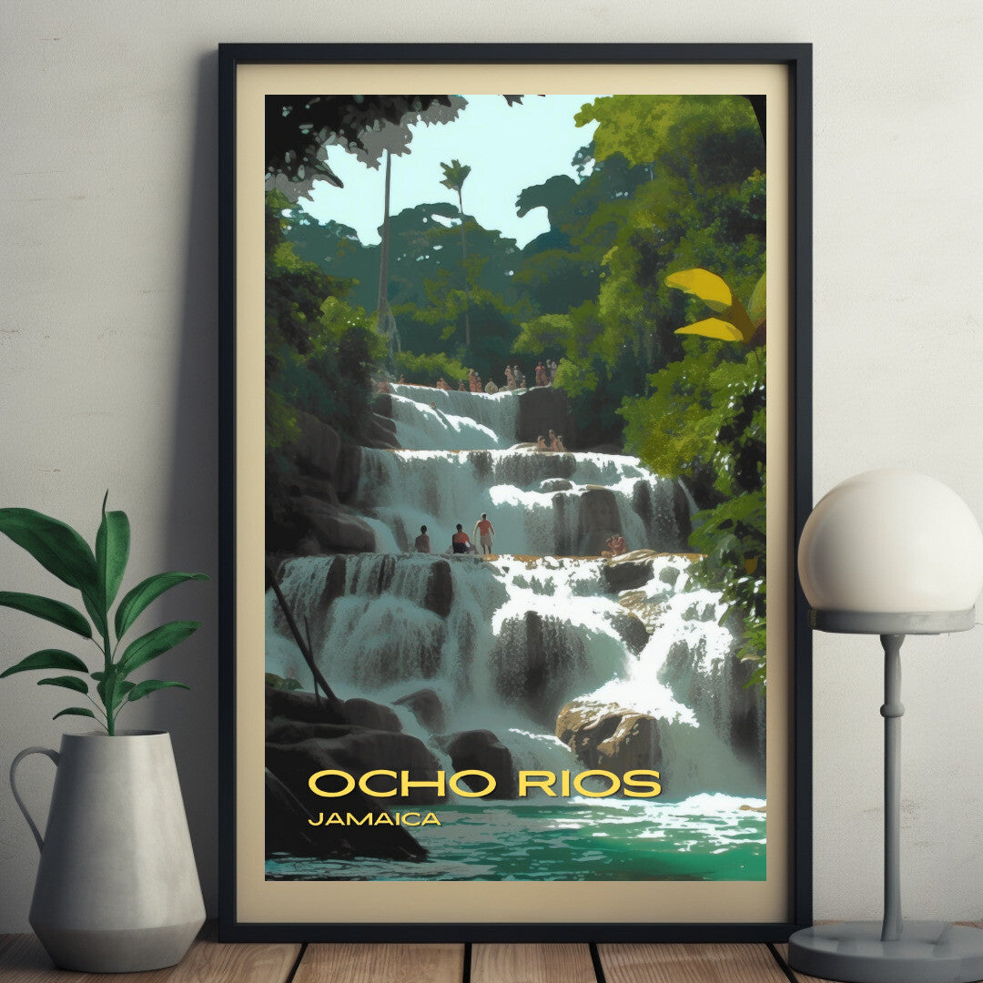 Ocho Rios Dunn's River Falls Wall Art Poster Print | Ocho Rios St Ann Travel Poster | Home Decor