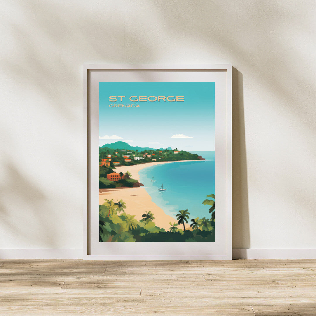 St George Grand Anse Beach Wall Art Poster Print | St George Saint George Travel Poster | Home Decor