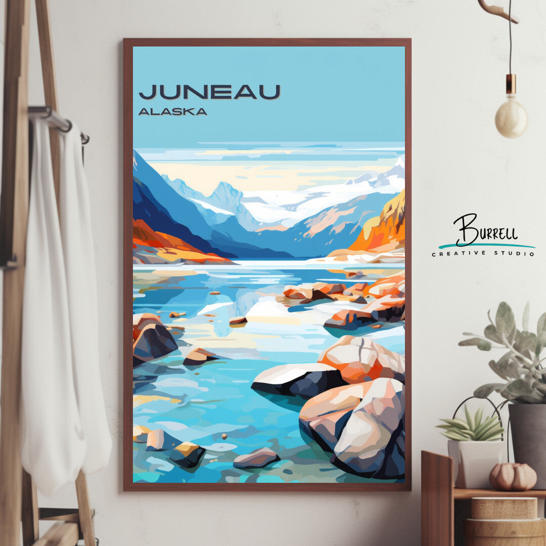 Juneau Landscape Wall Art Poster Print | Juneau Alaska Travel Poster | Home Decor