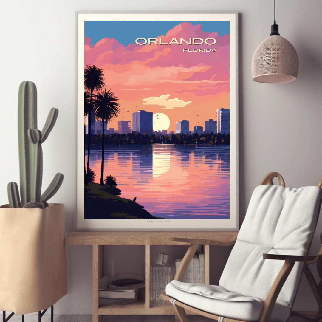 Orlando Skyline Wall Art Poster Print | Orlando Florida Travel Poster | Home Decor