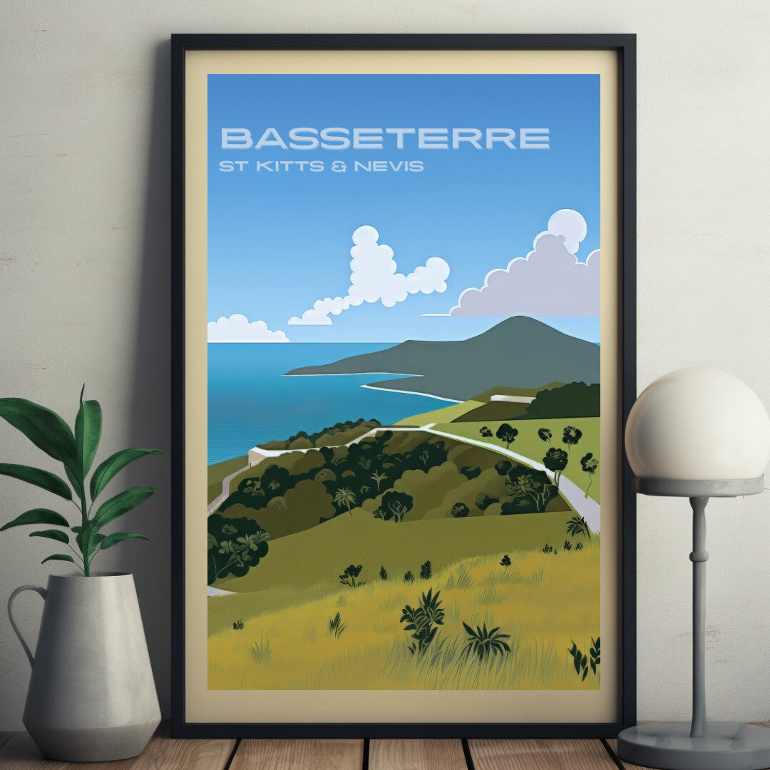 Basseterre Timothy Hill Overlook Wall Art Poster Print | Basseterre Saint George Travel Poster | Home Decor