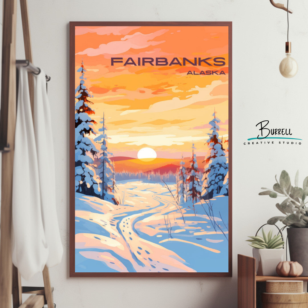 Fairbanks Sunrise Wall Art Poster Print | Fairbanks Alaska Travel Poster | Home Decor