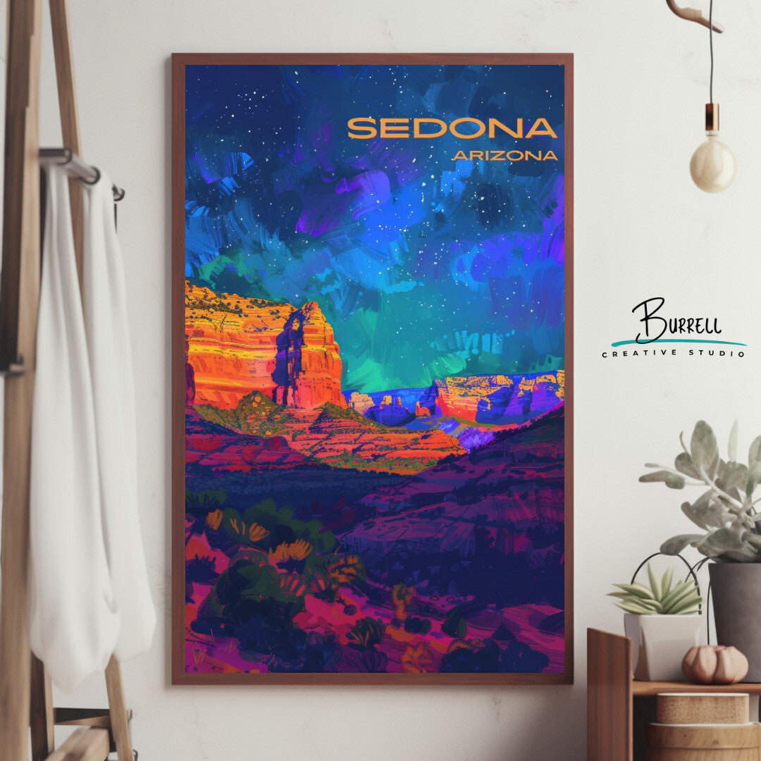 Sedona Night Sky Wall Art Poster Print | Sedona Arizona Travel Poster | Home Decor