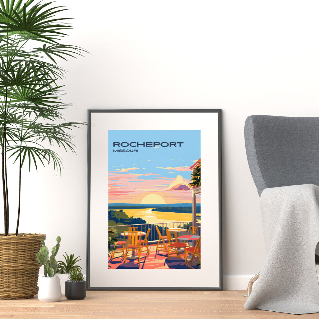 Rocheport Winery River View Wall Art Poster Print | Rocheport Missouri Travel Poster | Home Decor