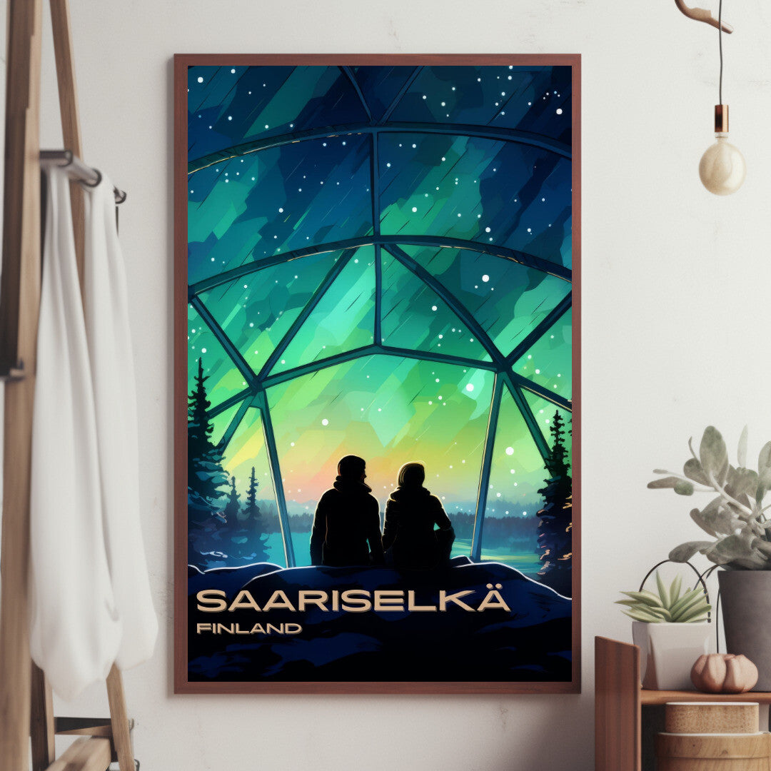 Saariselkä Northern Lights Wall Art Poster Print | Saariselkä Lapland Travel Poster | Home Decor