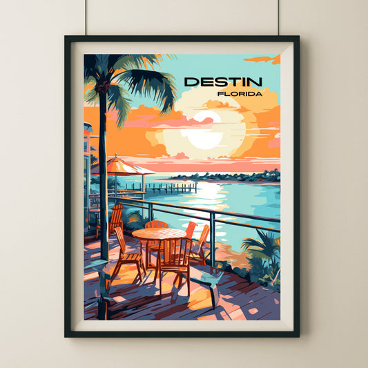 Destin Harbor Boardwalk Wall Art Poster Print | Destin Florida Travel Poster | Home Decor