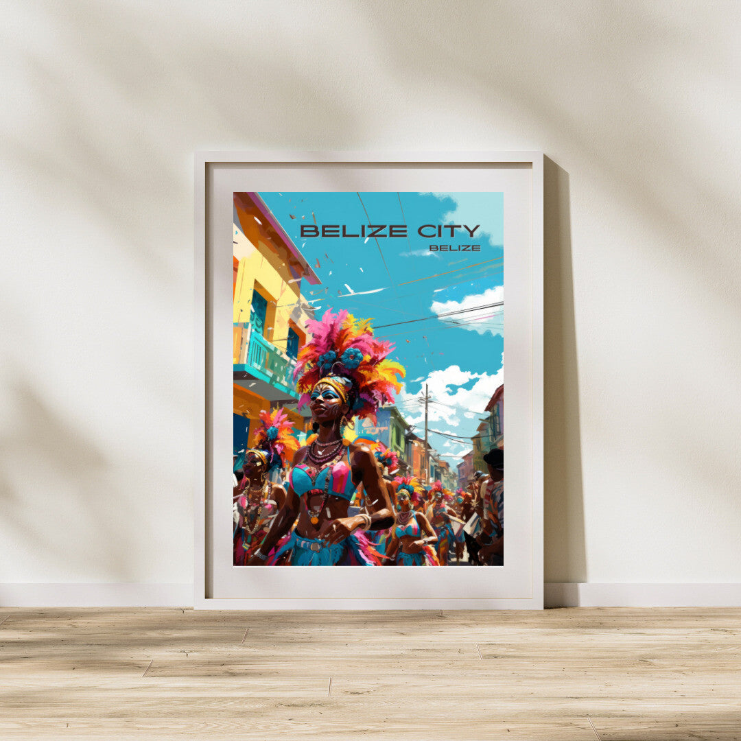 Belize City Carnival Wall Art Poster Print | Belize City Belize District Travel Poster | Home Decor