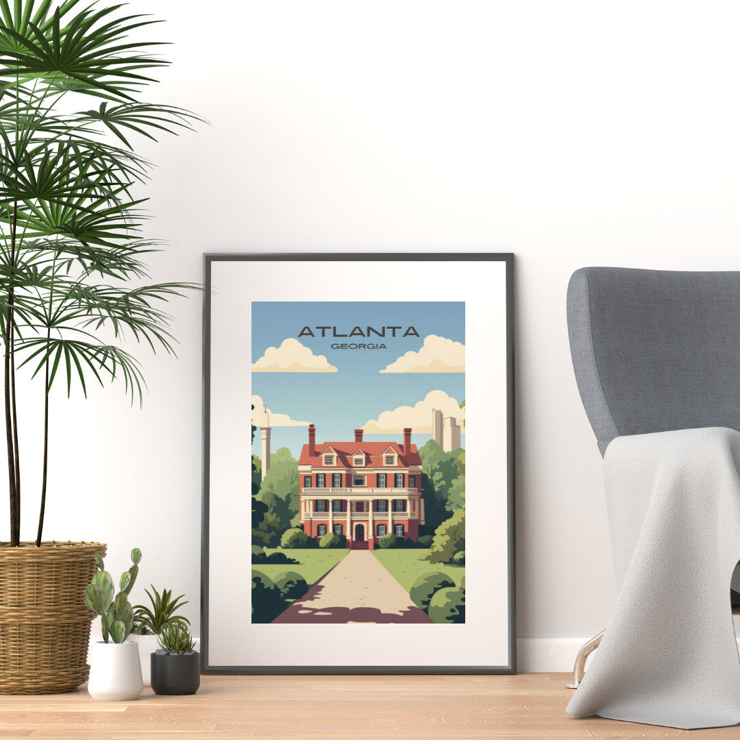 Atlanta Victorian Home Architecture Wall Art Poster Print | Atlanta Georgia Travel Poster | Home Decor