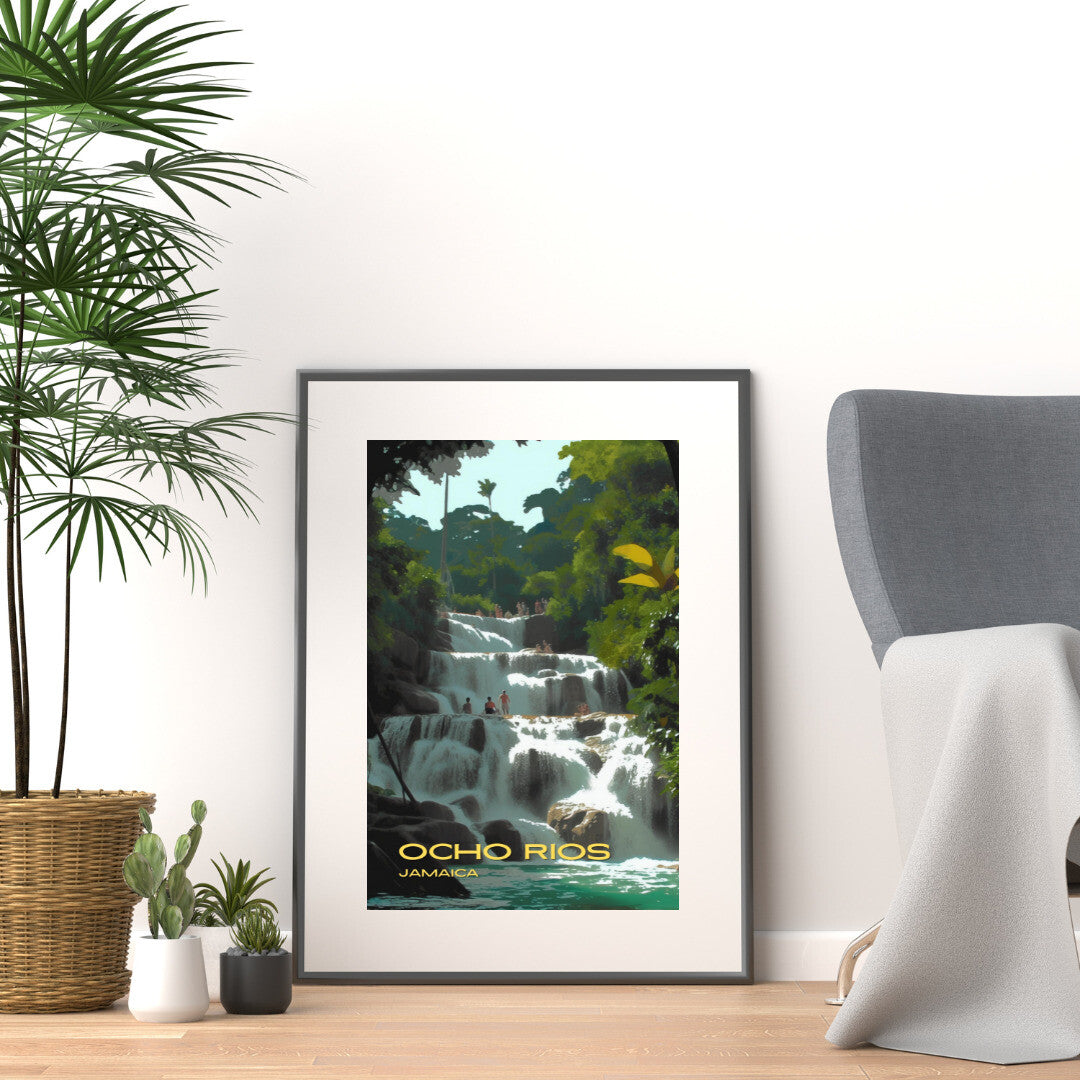 Ocho Rios Dunn's River Falls Wall Art Poster Print | Ocho Rios St Ann Travel Poster | Home Decor