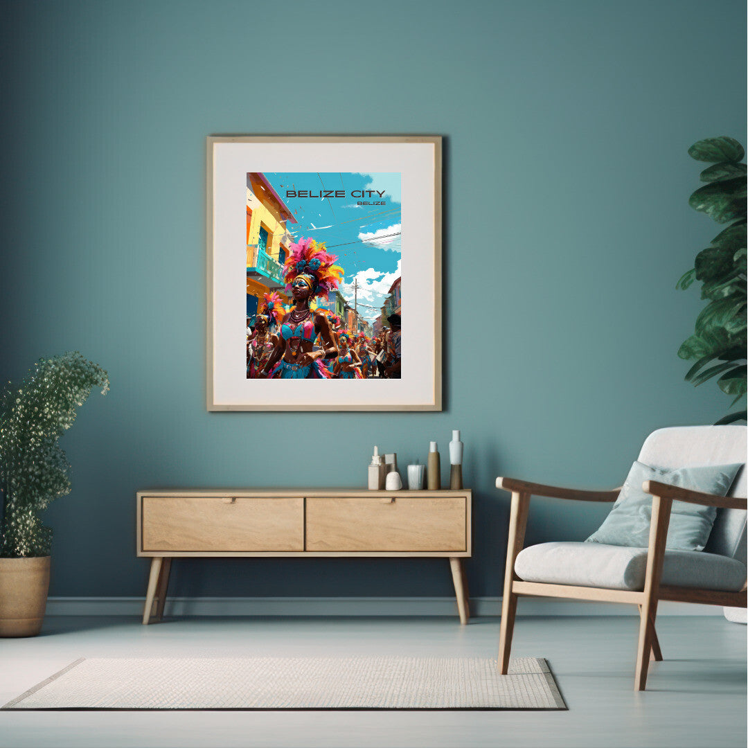 Belize City Carnival Wall Art Poster Print | Belize City Belize District Travel Poster | Home Decor