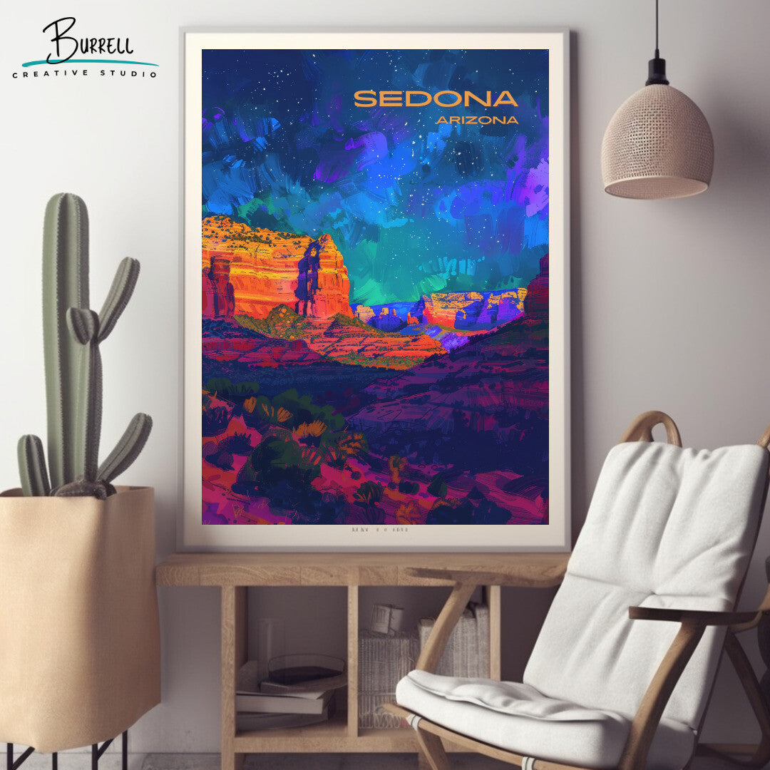 Sedona Night Sky Wall Art Poster Print | Sedona Arizona Travel Poster | Home Decor