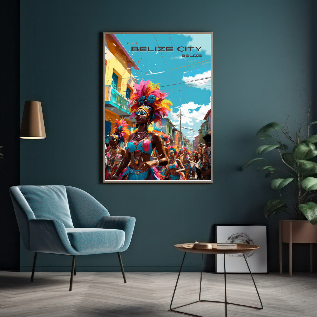 Belize City Carnival Wall Art Poster Print | Belize City Belize District Travel Poster | Home Decor