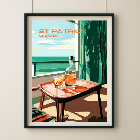 St Patrick Rivers Royale Grenadian Rum Wall Art Poster Print | St Patrick Saint Patrick Travel Poster | Home Decor