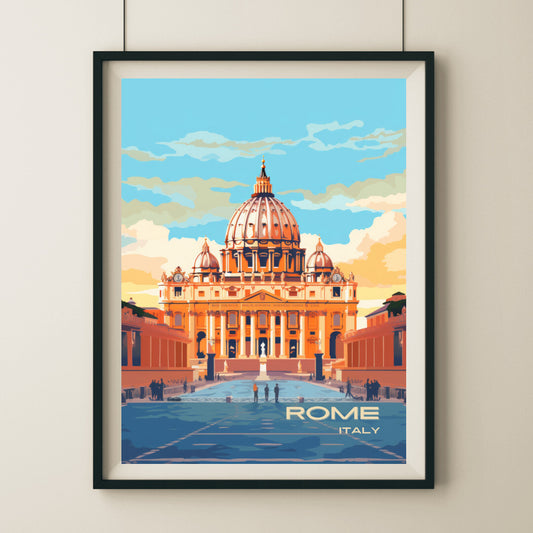 Rome St Peters Basilica Wall Art Poster Print | Rome Lazio Travel Poster | Home Decor