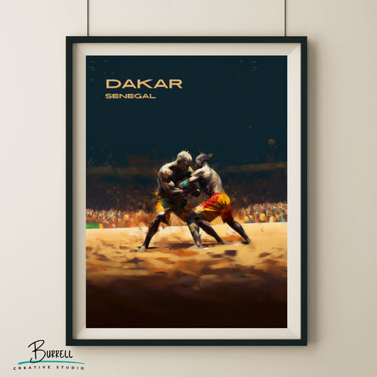 Dakar Wrestling Wall Art Poster Print | Dakar Dakar Region Travel Poster | Home Decor