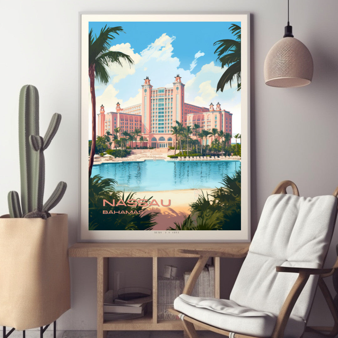 Nassau Atlantis Paradise Island Resort Wall Art Poster Print | Nassau New Providence Travel Poster | Home Decor