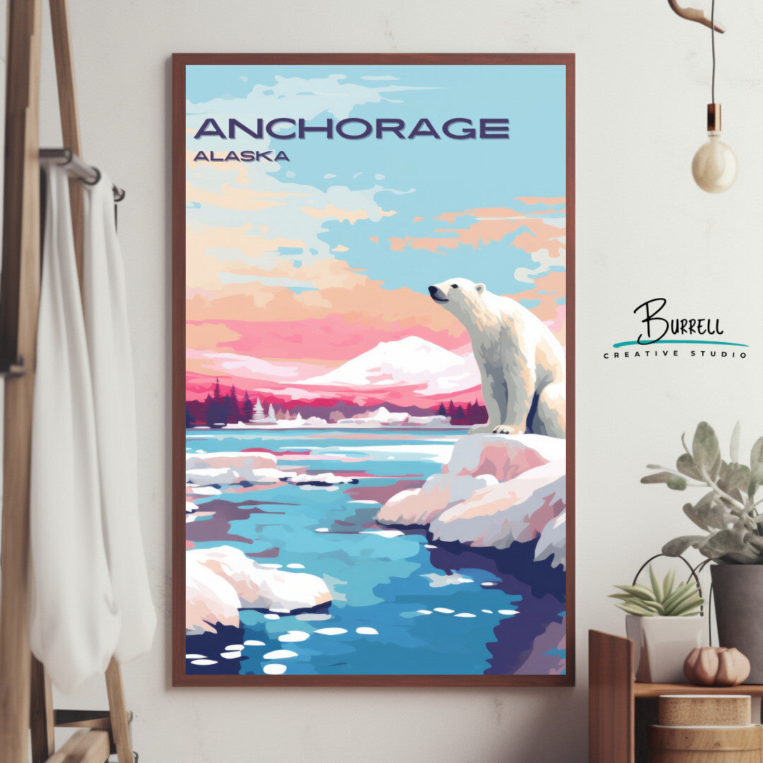 Anchorage Wildlife Wall Art Poster Print | Anchorage Alaska Travel Poster | Home Decor