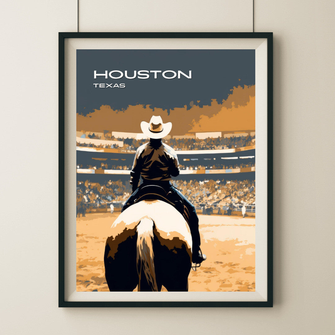 Houston Livestock and Rodeo Show Wall Art Poster Print | Houston Texas Travel Poster | Home Decor