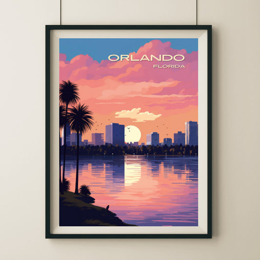 Orlando Skyline Wall Art Poster Print | Orlando Florida Travel Poster | Home Decor