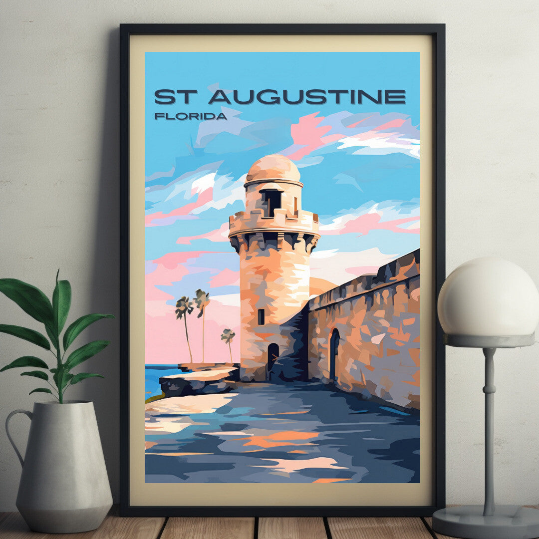 St Augustine Castillo de San Marcos Wall Art Poster Print | St Augustine Florida Travel Poster | Home Decor