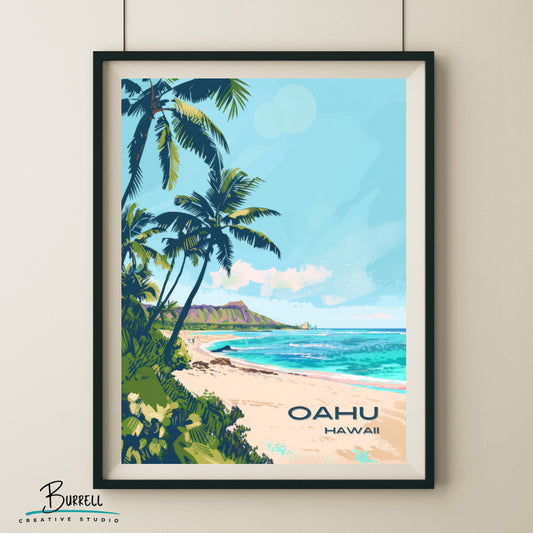 Onahu Beach View Wall Art Poster Print | Onahu Hawaii Travel Poster | Home Decor