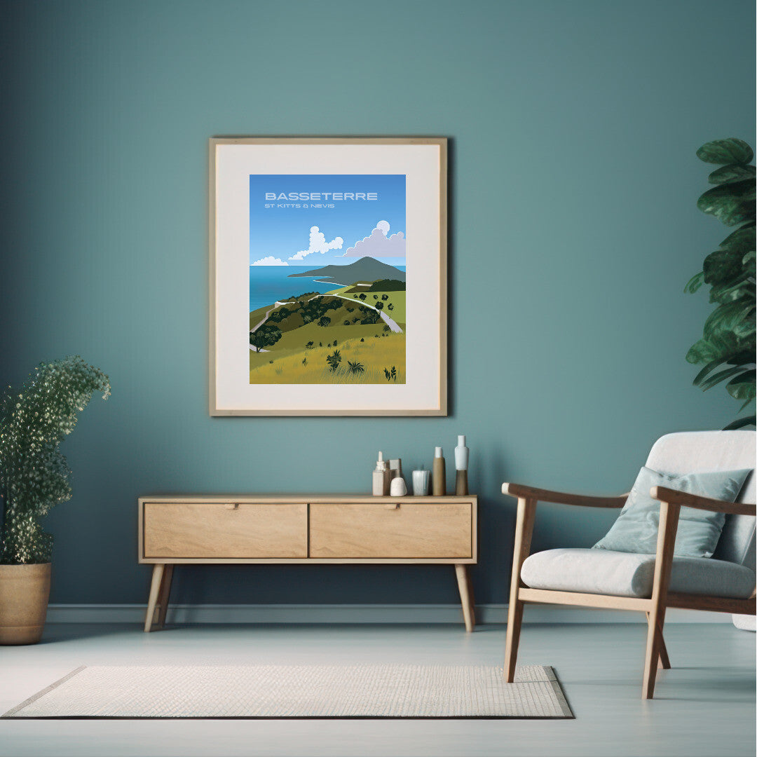 Basseterre Timothy Hill Overlook Wall Art Poster Print | Basseterre Saint George Travel Poster | Home Decor