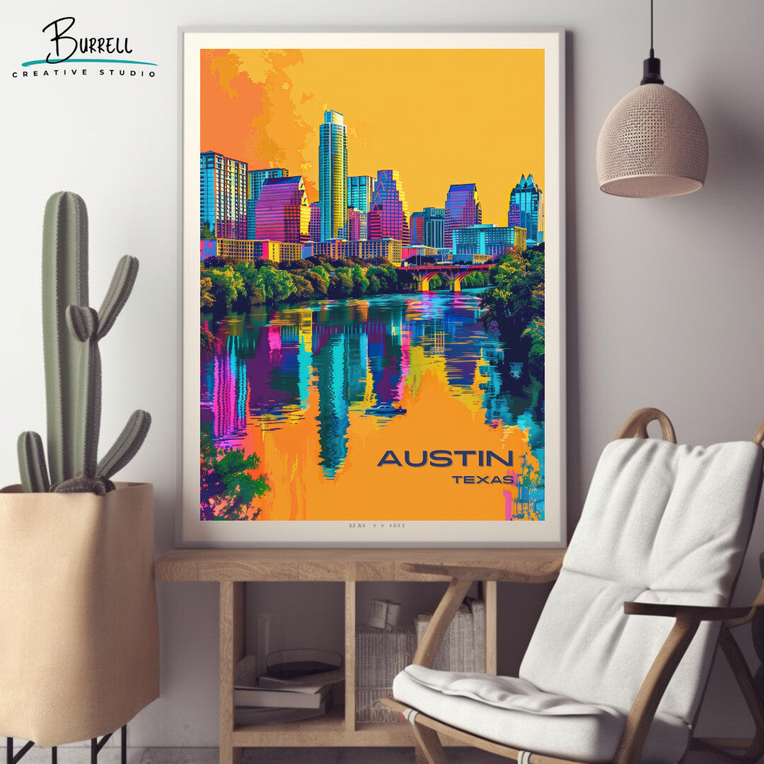 Austin Scenic View Wall Art Poster Print | Austin Texas Travel Poster | Home Decor