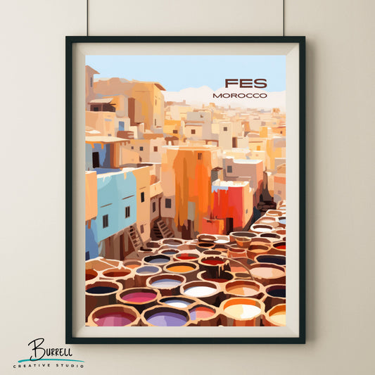 Fes Tannery Wall Art Poster Print | Fes Fès-Meknès Travel Poster | Home Decor