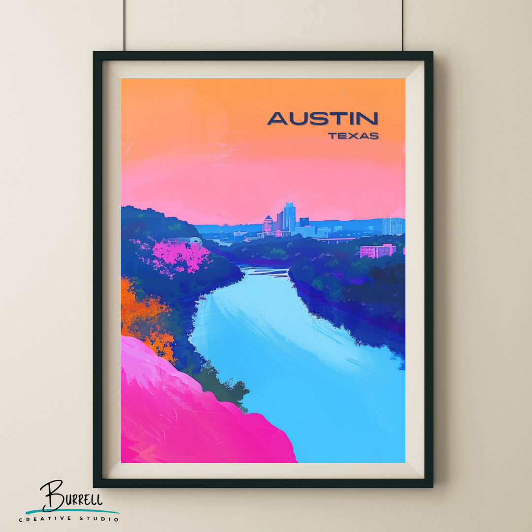 Austin Mount Bonnell Wall Art Poster Print | Austin Texas Travel Poster | Home Decor