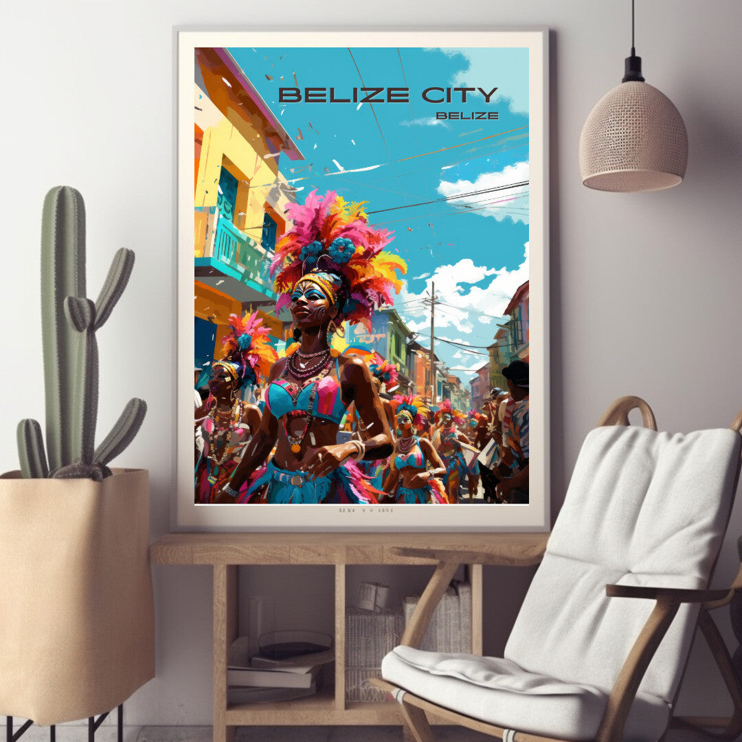 Belize City Carnival Wall Art Poster Print | Belize City Belize District Travel Poster | Home Decor