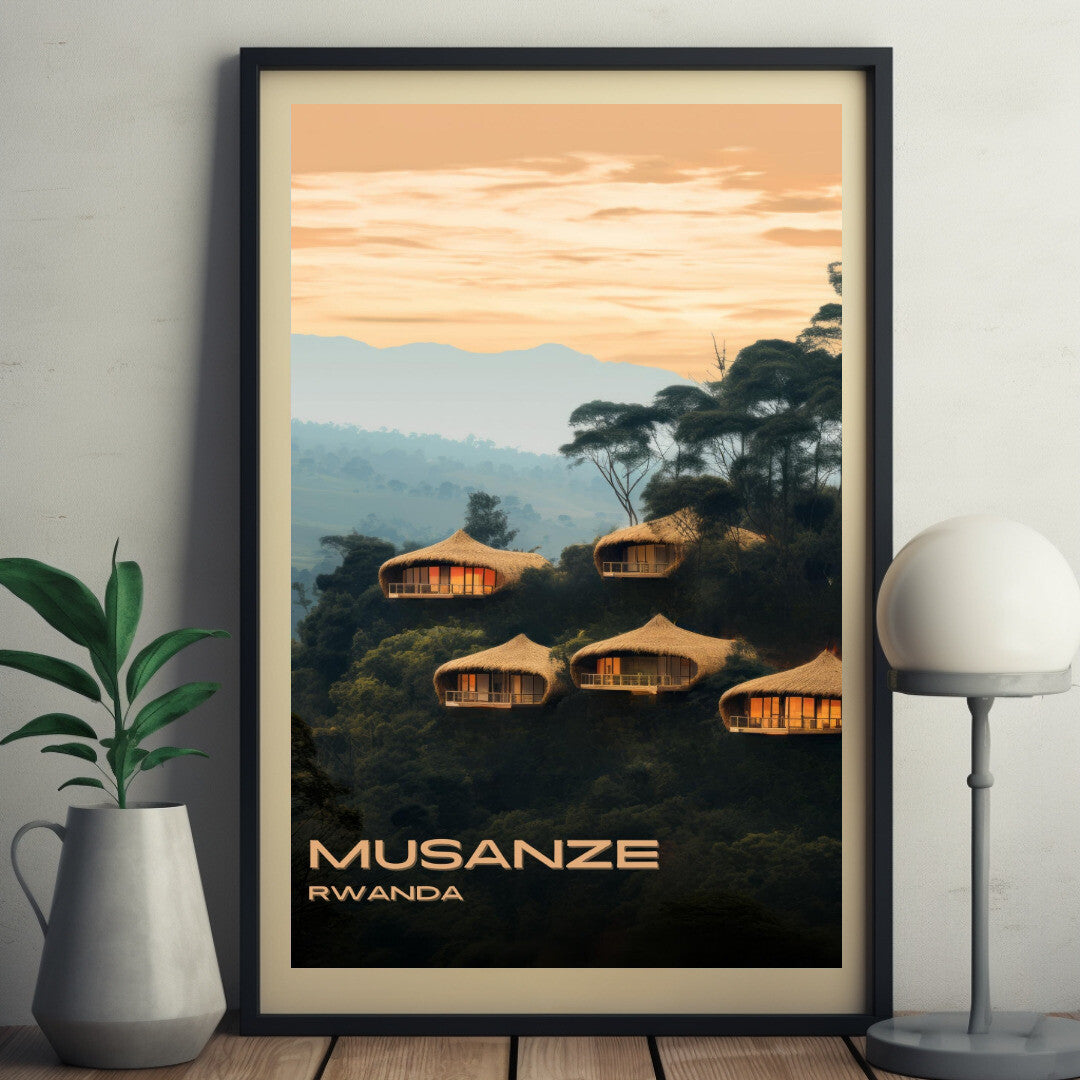 Musanze Bisate Lodge Wall Art Poster Print | Musanze Northern Province Travel Poster | Home Decor