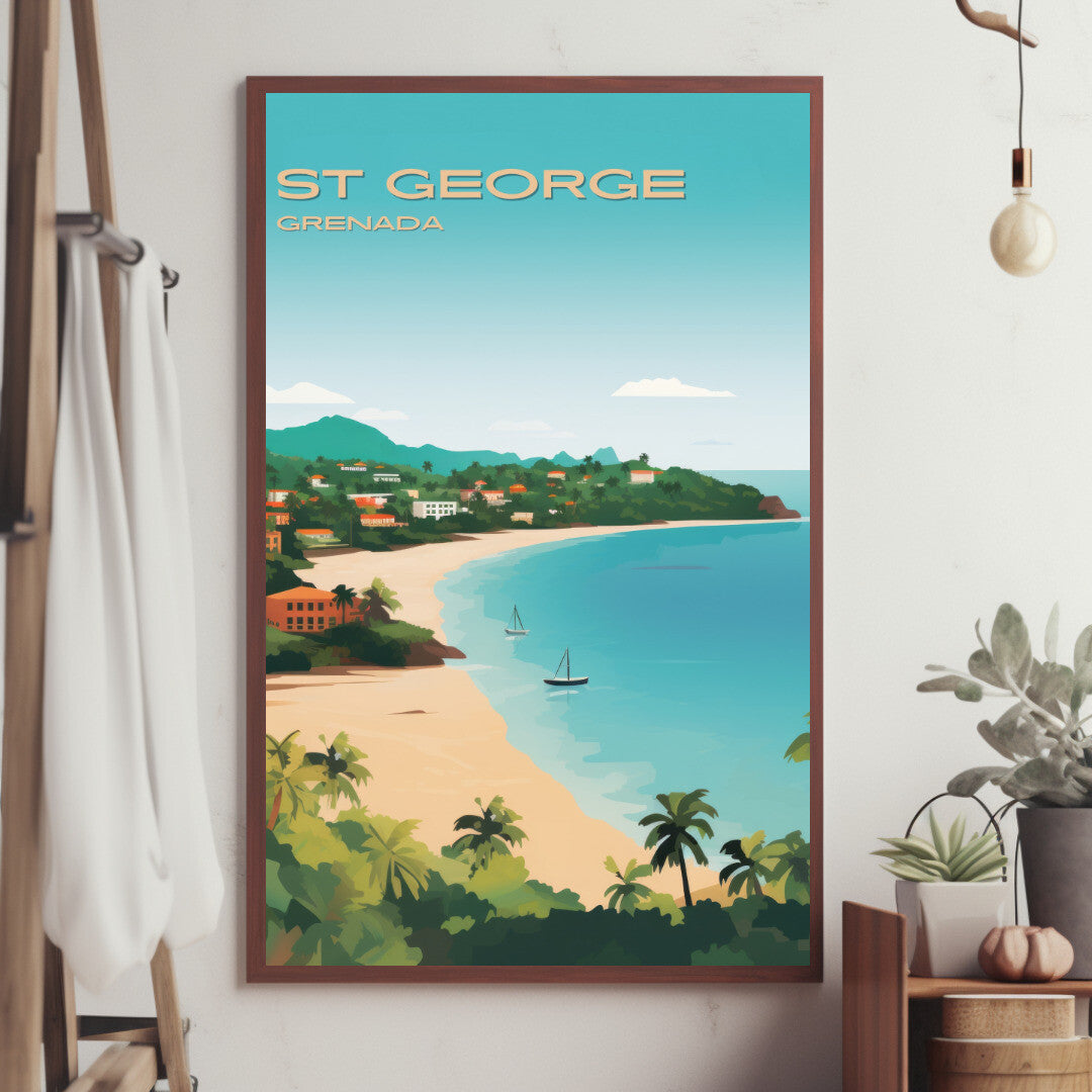 St George Grand Anse Beach Wall Art Poster Print | St George Saint George Travel Poster | Home Decor