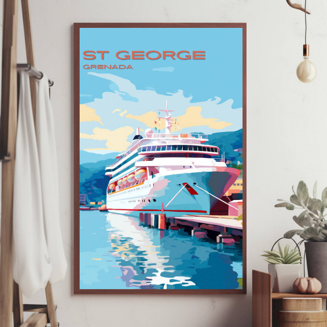 St George Cruise Ship Port Wall Art Poster Print | St George Saint George Travel Poster | Home Decor