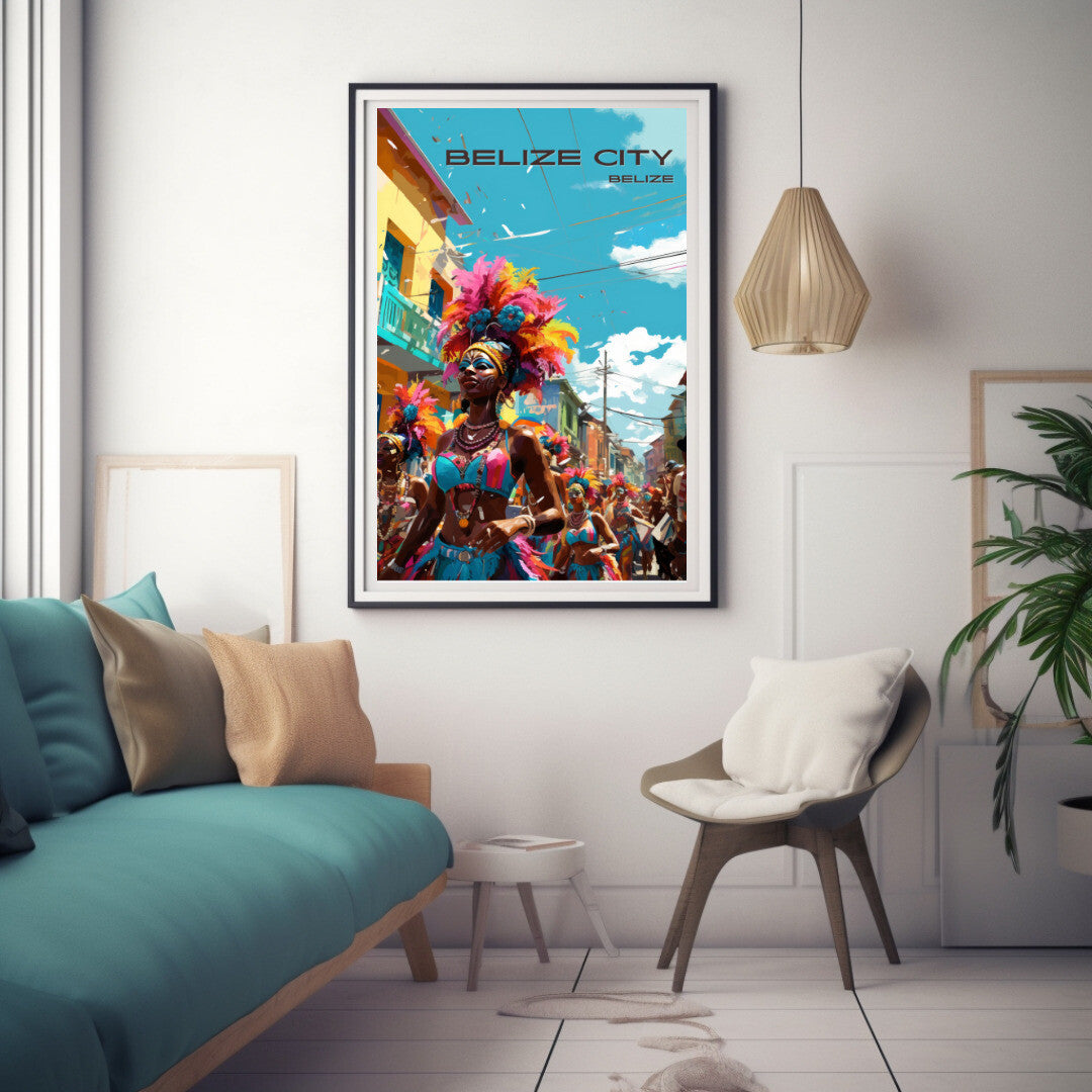 Belize City Carnival Wall Art Poster Print | Belize City Belize District Travel Poster | Home Decor