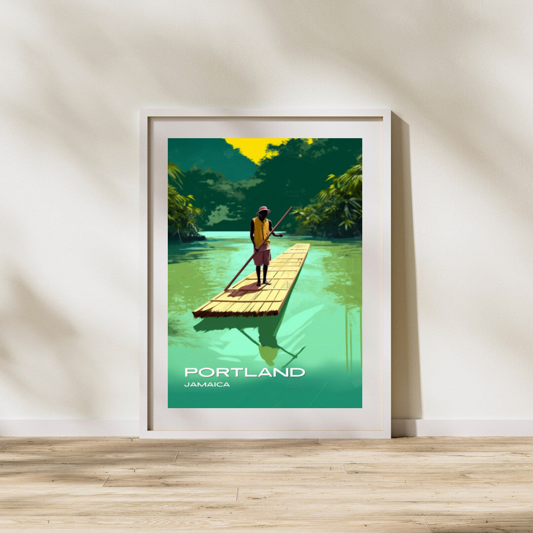 Port Antonio Rio Grande Bamboo Rafting Wall Art Poster Print | Port Antonio Portland Travel Poster | Home Decor