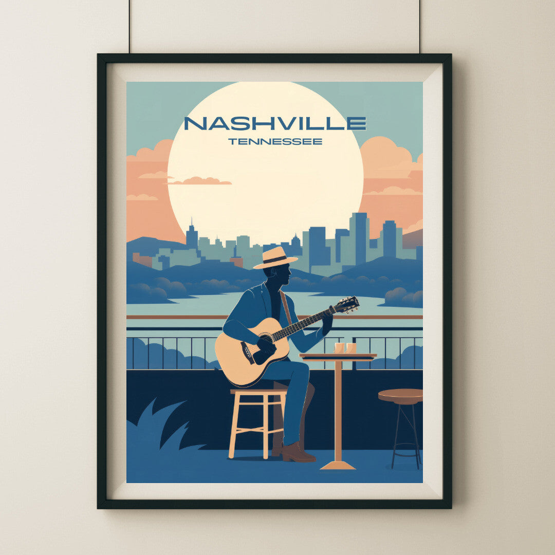 Nashville Country Music Performer Wall Art Poster Print | Nashville Tennessee Travel Poster | Home Decor