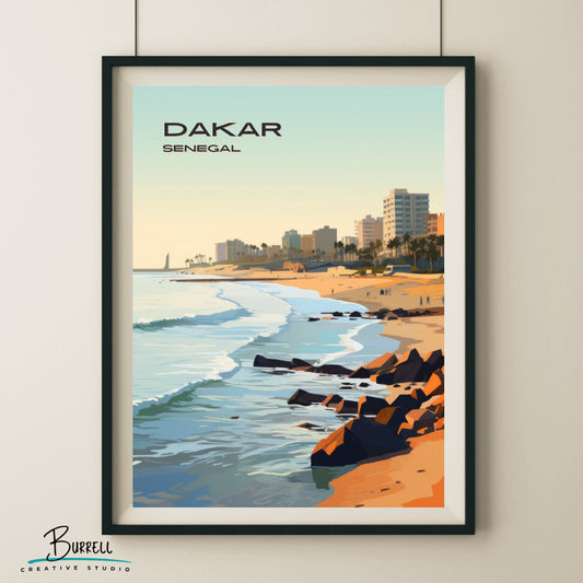 Dakar Coastal View Wall Art Poster Print | Dakar Dakar Region Travel Poster | Home Decor