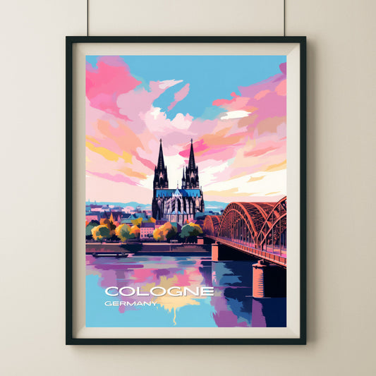 Cologne Cathedral Wall Art Poster Print | Cologne North Rhine-Westphalia Travel Poster | Home Decor